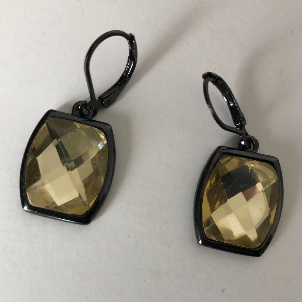 Joan Rivers Vintage clear with a hint of  pale yellow Lever Back Earrings